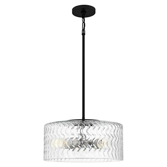 Elara 3-Light Matte Black and Brushed Nickel Pendant Light with Clear Glass - Picture 4 of 5